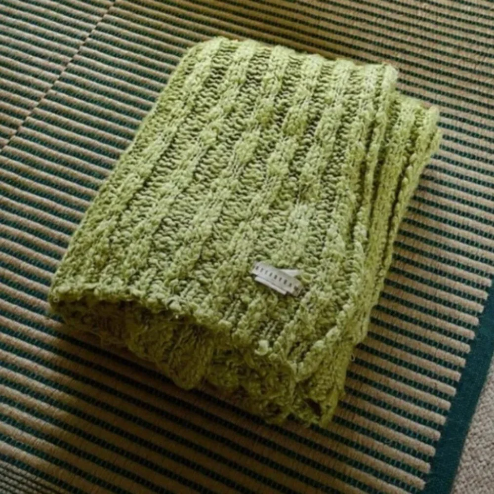 Pottery Barn Green Channel Throw Blanket